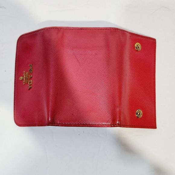 PRADA authentic Saffiano leather red / pink key card case with box - Picture 14 of 16